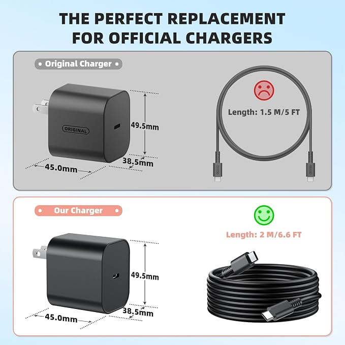 Switch 2 Charger with 6.6FT(2M) Charging Cable - 60W AC Power Adapter Support 4K TV Dock Mode, Power Supply 20V/3A for Nintendo Switch/OLED/Lite&Steam Deck, Xbox 360 Console - Original Quality (6.6FT) - Image 2