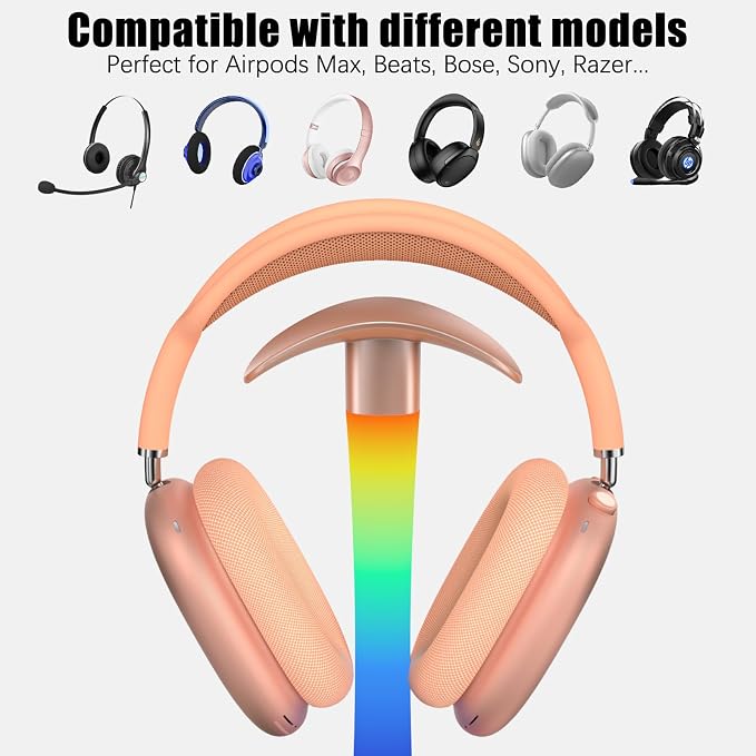 Headphone Stand with Wireless Charger,Gaming Headset stand with RGB Light Mode,For Airpod Max Stand Compatible with Airpod Pro/3/2,For iPhone 17/16/15/14/13/12/11,Gifts for Gamers & Music Lover (Gold) - Image 2