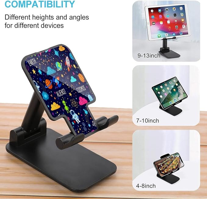 Cartoon Space Rockets Astronaunt Planets Stars Alien Art Cell Phone Holder - Image 3