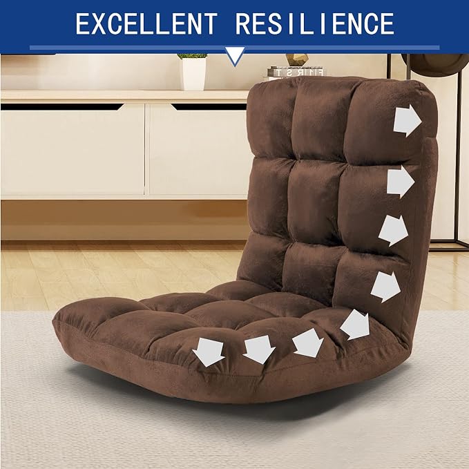 Indoor 5-Position Adjustable Floor Chair with Back Support Folding Padded Gaming Sofa Chair, Lounge Chair for Adults Video Gaming, Perfect for Meditation, Reading QL050-CO - Image 5