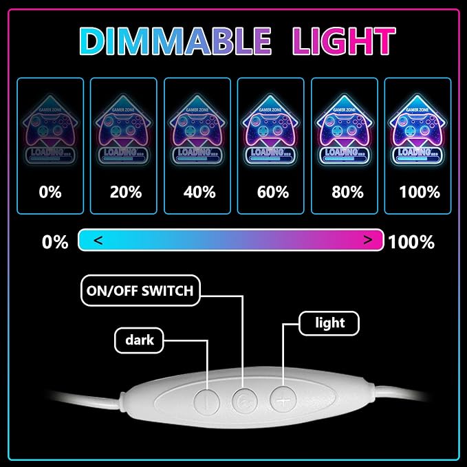Gamer Neon Sign,Gaming Neon Sign for Boys Room Decor,Game Controller LED Neon Signs for Gaming Room Decor,Game Zone Neon Signs for Game Wall Decor, Cool Gamer Gifts for Teenage Boys,Kids - Image 5