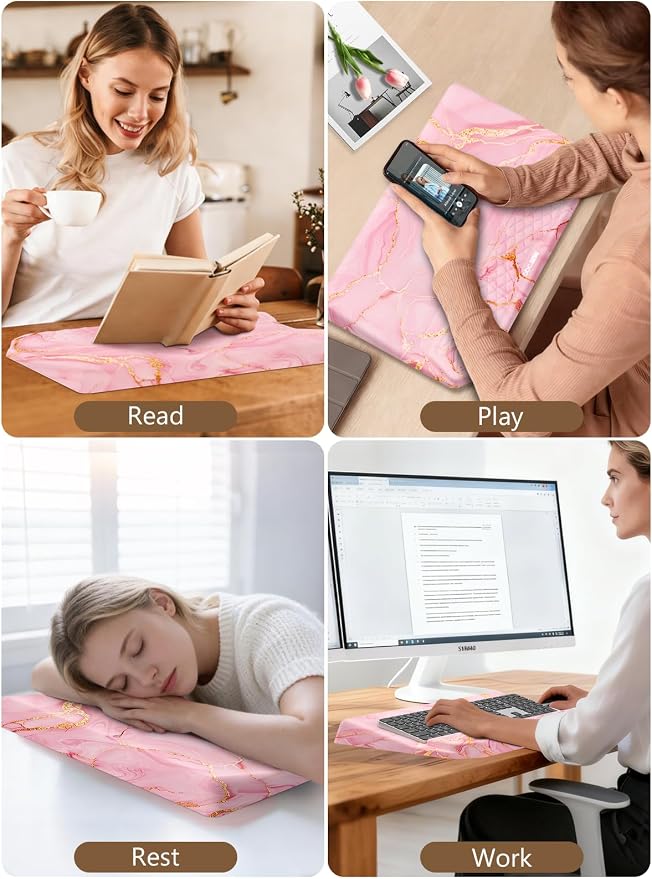 2-in-1 Ergonomic Keyboard Stand with Wrist Rest, Pink Marble - Image 7