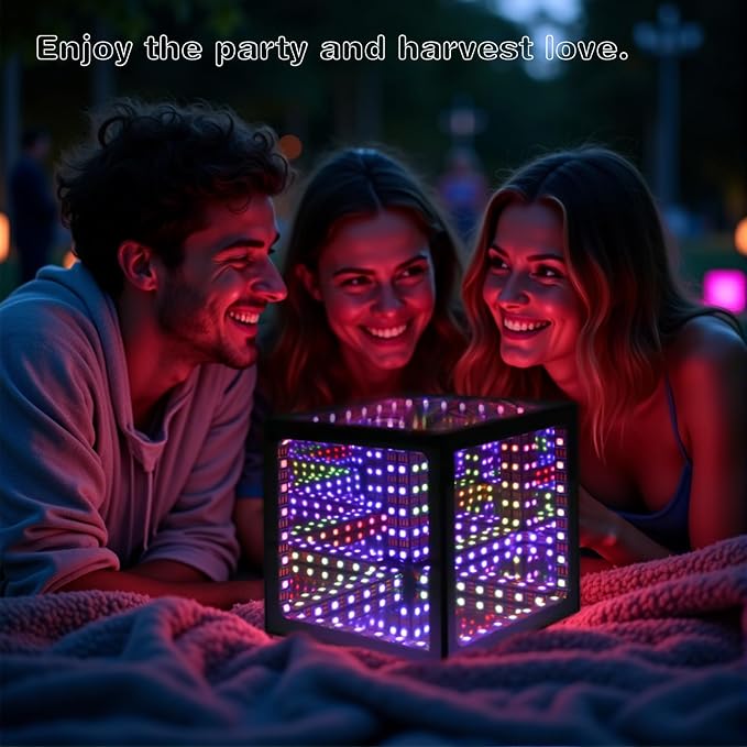 Infinity Mirror Hyper Cube Table Lamp, Desk Art Mood Light - Image 5