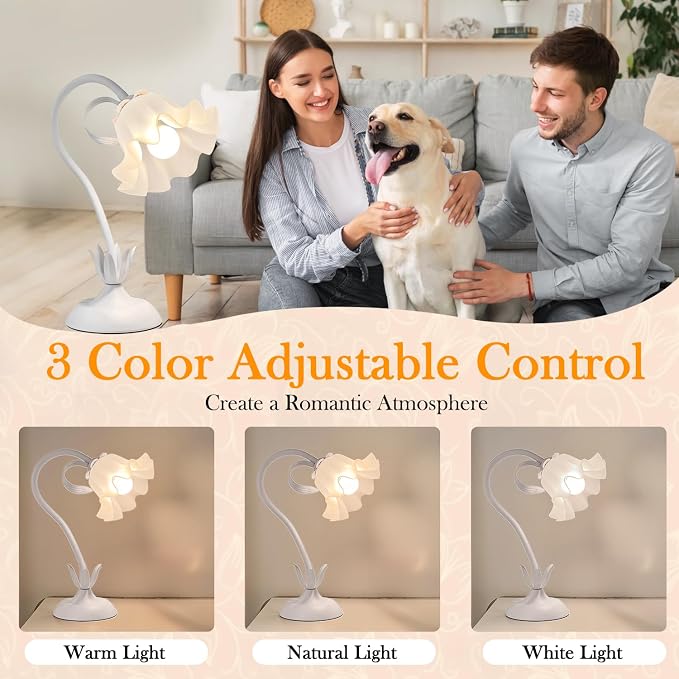 WERFOP Flower Table Lamp Cute Desk Lamp for Bedroom Home Decor - Image 2