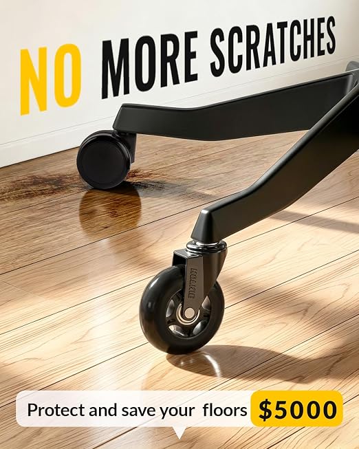 HOLKIE Office Chair Wheels Roller Blade Caster 11x22mm All Black 3 Inch Chair Wheels for Office Rubber Rolling Set of 15 for Carpet Hardwood Floors Gaming Smooth & Silence Gliding - Image 3