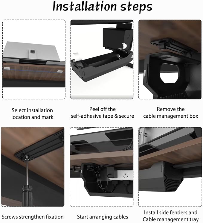 No Drill Under Desk Cable Management Tray,Hide Cords Desk - Image 7