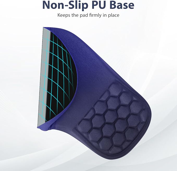 EYROZILL 3 in 1 Ergonomic Mousepad with Wrist Rest, Gaming Keyboard Mouse Pad with Wrist Support Non-Slip Base Massage Design, Pain Relief (Blue/Black) - Image 4