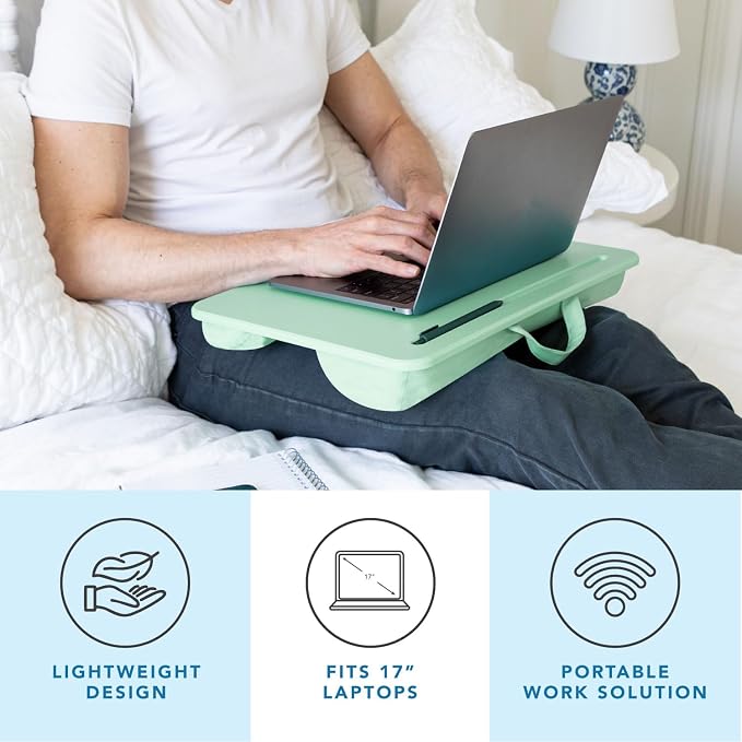 LAPGEAR The Original Lap Desk – Sage Green, Fits 17" Laptops - Image 2