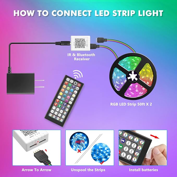 Nexillumi Led Lights for Bedroom 100ft Music Sync Color Changing Led Strip Lights Smart with Remote and App Control Built-in Mic for Party Home Room Decor Luces LED para Cuarto - Image 5