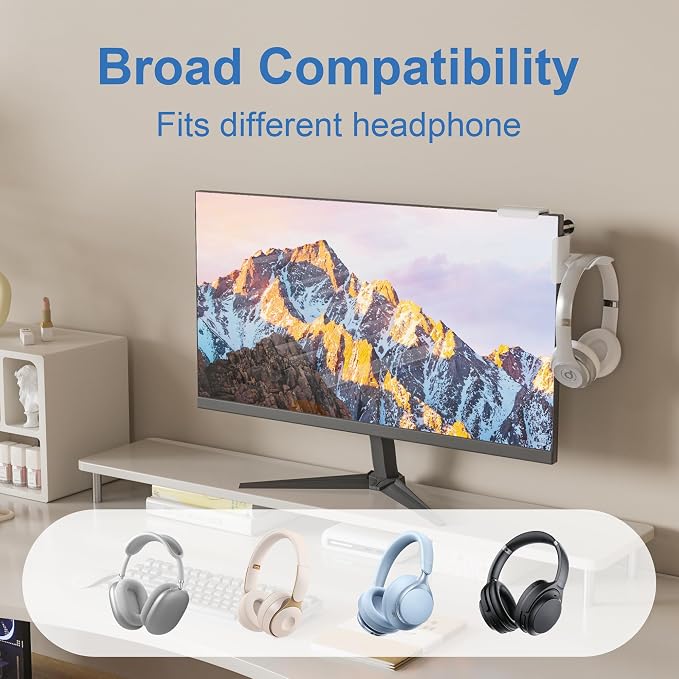 Headphone Holder for Screen (White) - Image 2