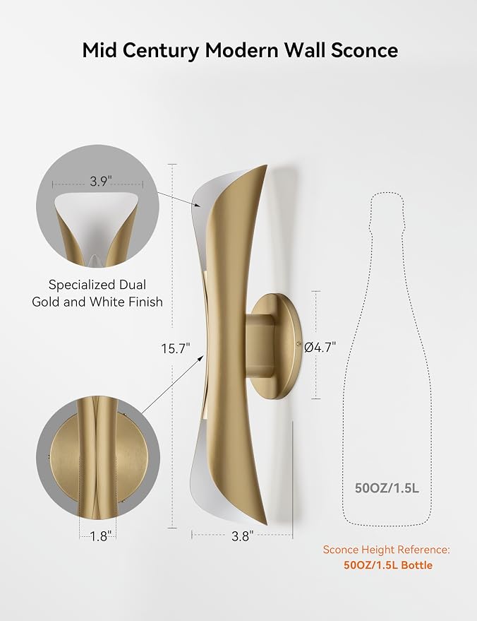 Tubicen Gold Wall Sconces Mid Century Modern Movie Theater Lights for Wall - Image 5