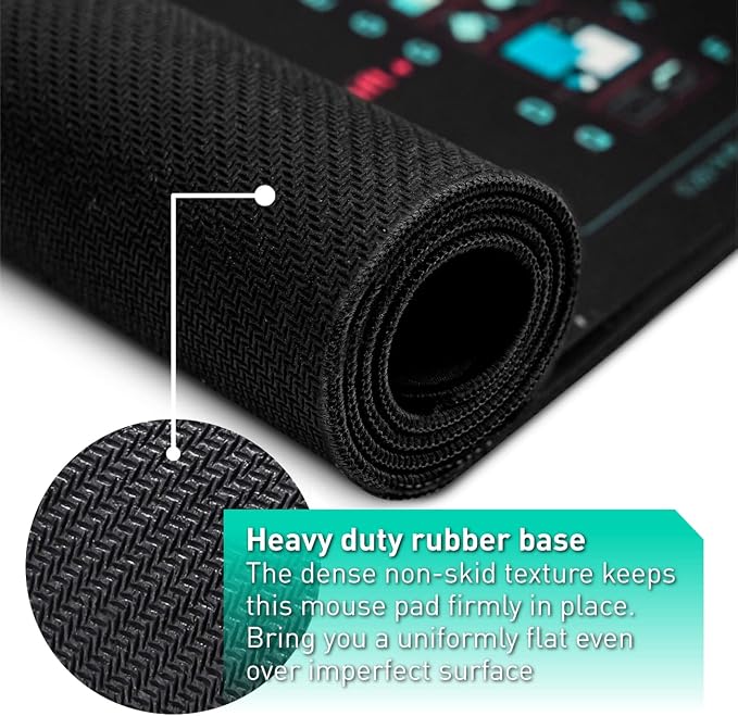 Pixiecube Windows, Office, Excel, Adobe Photoshop Shortcut Keys Extended Large Mouse Pad | Gaming Desk Mat for PC. Stitched Edge Non-Slip Base Mousepad, Keyboard Mat - Image 7