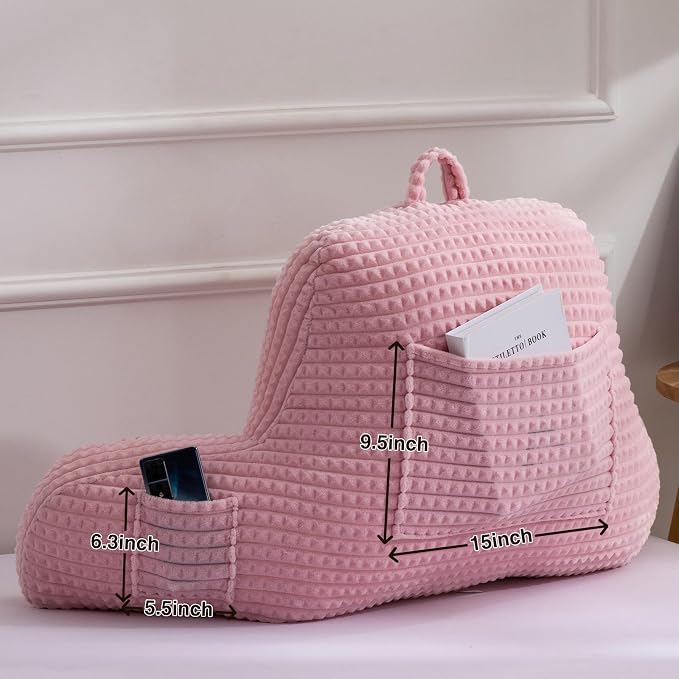 A Nice Night Pink 18.5" Bed Wedge Reading Pillows with Arms for Sitting - Image 4
