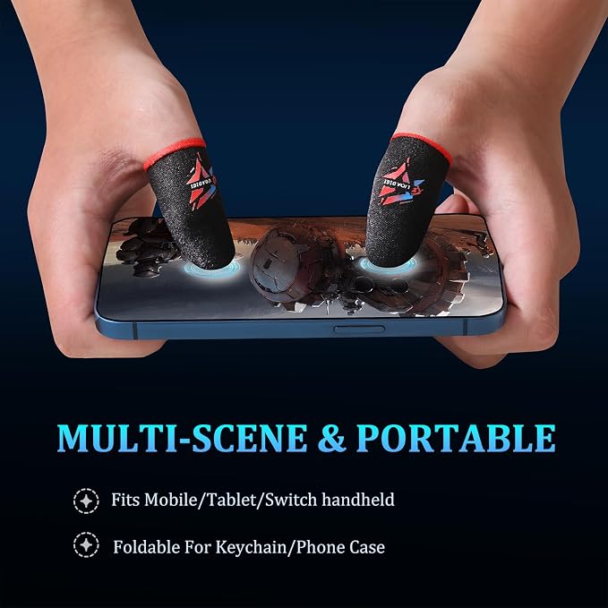 Gaming Finger Sleeves Smooth Touch Screen Thumb Protector, Sweat-Proof Mobile Game Controller Accessories, Black (Black Finger Sleeves (6 PCS)) - Image 6