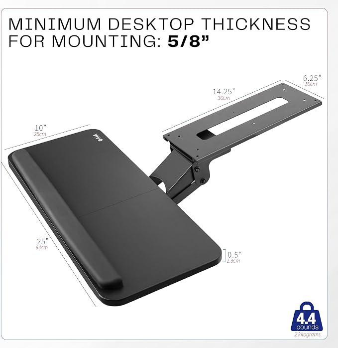 VIVO Adjustable Computer Keyboard & Mouse Platform Tray Ergonomic Under Table Desk Mount Drawer Underdesk Shelf (MOUNT-KB03B) - Image 5