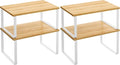 SONGMICS Cabinet Organizer Shelf, Set of 2 Kitchen Counter Shelves, Kitchen Storage, Spice Rack, Stackable, Expandable, Metal and Engineered Wood, Cloud White and Natural Beige UKCS02NW (Pack of 2) by Unknown