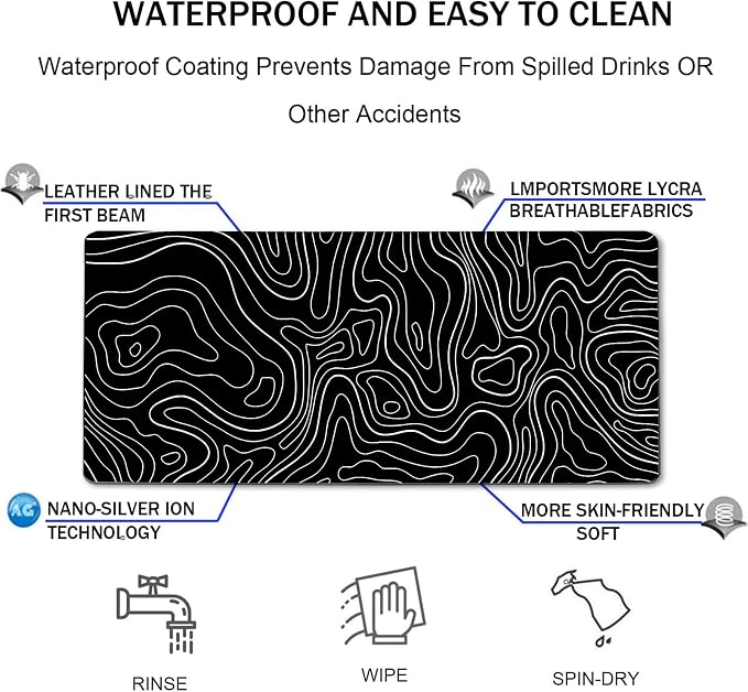 Large Mouse Pad Big Desk Mat Large Office Desk Pad, White Line | Durable Extended Mouse Mat 31.5"x15.7" Mousepad with Non-Slip Rubber Base Stitched Edge Home Office Work - Image 4