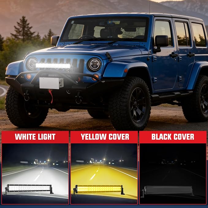 Nilight 22 Inch 120 W LED Light Bar with Yellow Black Covers - Image 7