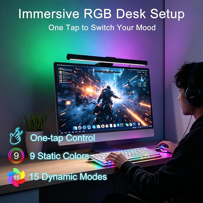 16.6" RGB Monitor Light Bar, LED Lighting for Flat Computer Monitors - Image 6