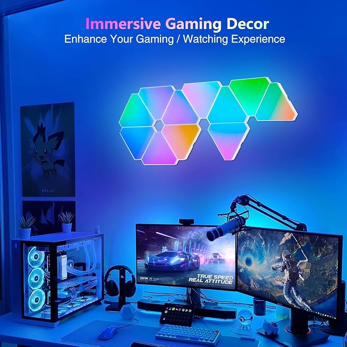 Triangle Light 4 LED Panels for Expansion Only, Triangle Lights for Wall Dreamcolor Gaming Room Lights Decor, Smart LED Wall Light Music Sync for Gaming Setup (No Controller/Remote) - Image 4