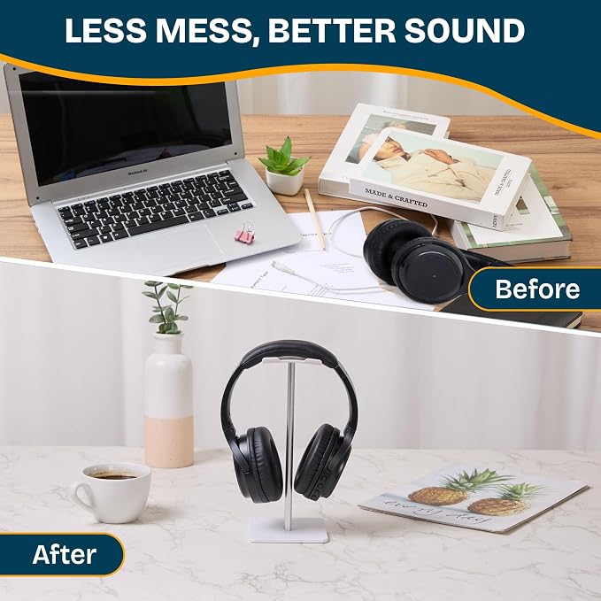 Headphone Stand, U-Shaped Universal Headset Holder, Anti-Slip Base, White | Flexible headrest, sturdy design, stable anti-slip base, fits most headphones, ideal for gaming, office & home use - Image 8
