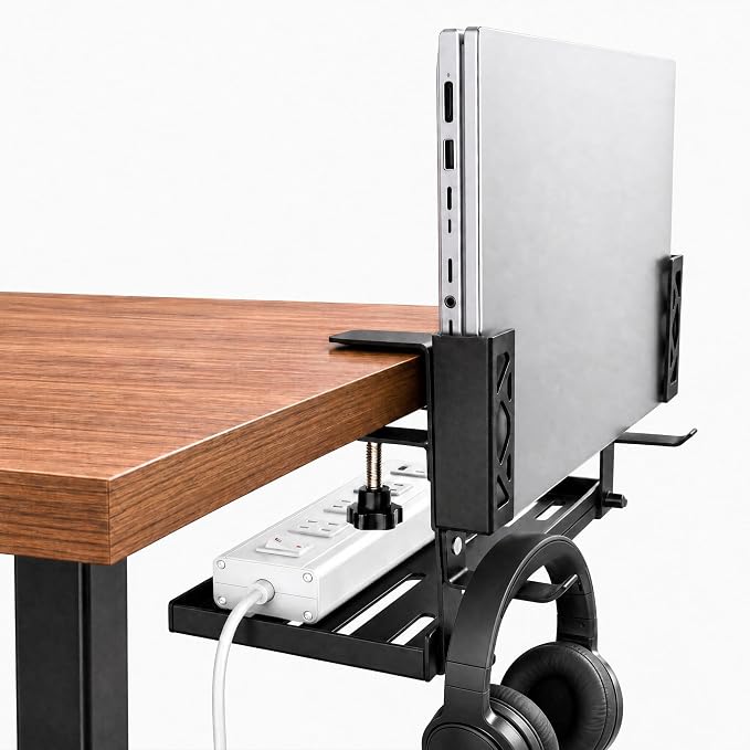 Loscarol Adjustable Under Desk Laptop Holder with Cable Management Tray by Loscarol