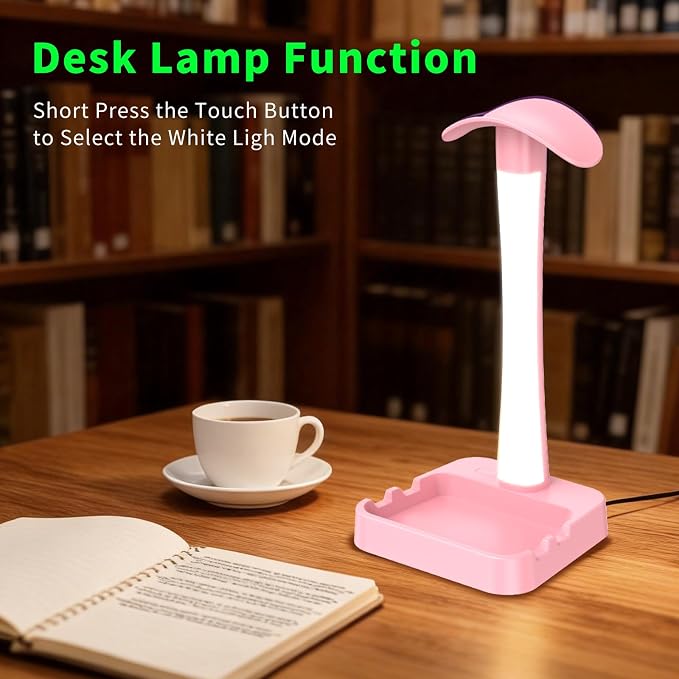 Headphone Stand with Charger,Gaming Headset stand with RGB Light Mode,For Airpod Max Stand,Desk Lamp,Phone Holder,Tablet Holder,desktop organizer,Gifts for Gamers & Music Lover (Pink) - Image 5
