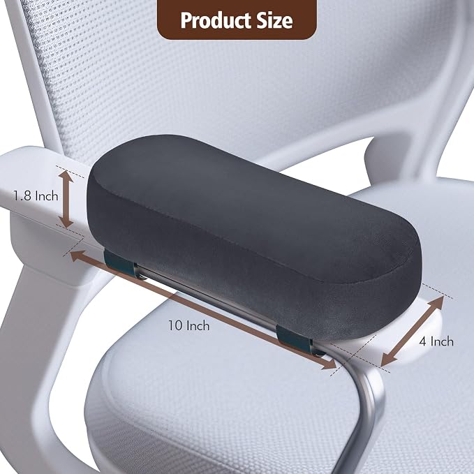 WdFour 2-Pack Non-Slip Armrest Pads for Office & Gaming Chairs - Ergonomic Forearm Support Pillow for Desk, Computer & Wheelchair, Pressure Relief Cushions,Dark Gray - Image 2