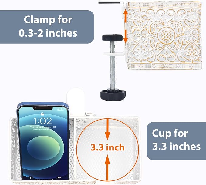Under Desk Cup Holder, Clamp on Cup Holder Clip Desk Organizer Phone Stand - Image 6