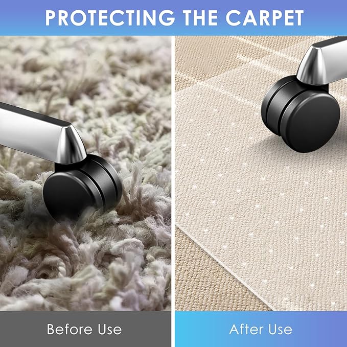 Vicwe Office Chair Mat for Carpeted Floors, 63"X51" Chair Mats with Studs | Large Carpet Protector Floor Mats for Low and No Pile Carpet, Easy Glide Computer Desk Chair Mat for Home & Office, Clear - Image 4