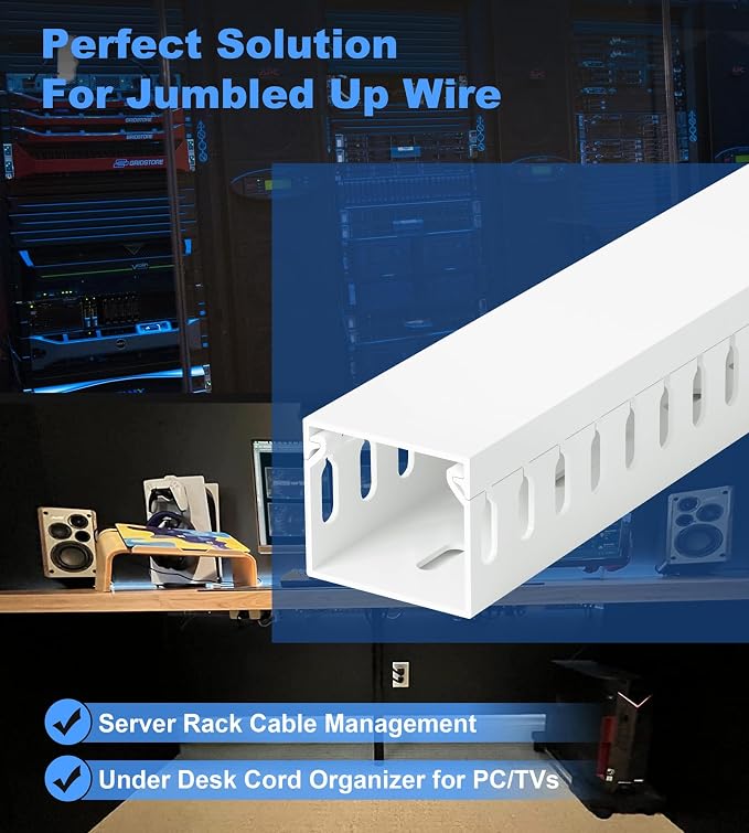 1.4"H x 1.6"W Cable Raceway, 66in Under Desk Wire Management Channel, White - Image 4