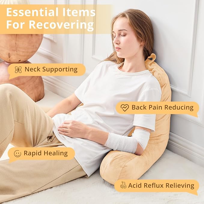 Sasttie Reading Pillow for Bed, Back Pillow for Sitting Up, Camel - Image 6