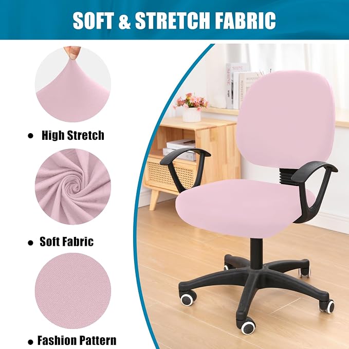 Smiry Stretch Printed Office Computer Desk Chair Covers for Seat & Backrest | Stretch Fit, Soft Fabric Universal Washable Removable, Anti-Dust Rotating Chair Slipcovers Protector - Image 6