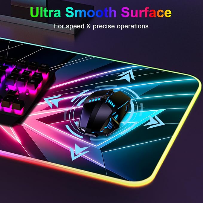 Mouse Pad 31.5 X 11.8 Inches RGB Mouse Mat with 13 Light Modes | Touch Control, Large Gaming Mousepad with Non-Slip Rubber Base for Office & Game, Model-I - Image 4