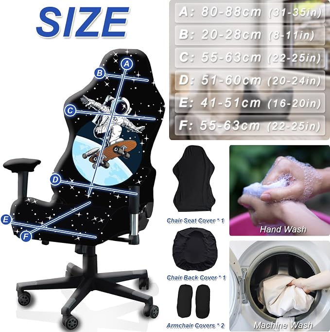 Gaming Chair Covers, 3D Printing Stretch Fit Scratch Resistant | Easy to install, Soft Breathable, Cat Scratch Proof, Washable Gaming Chair Seat Cover with Armrest Cover (No Chairs)(G) - Image 6