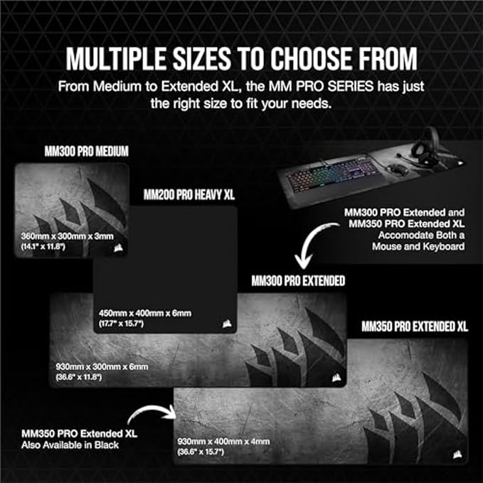 Corsair MM350 PRO Extended XL Premium Spill-Proof Cloth Gaming Mouse Pad – 36.6” Width x 15.7” Height Surface – Black - Image 7