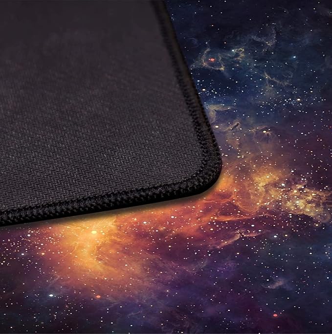 Large Starry Sky Mouse Pad with Stitched Edges, Computer Keyboard Desk Pad | Large Extended Mouse Pad; Full Desk Coverage; Waterproof Coating; Stable Anti-Slide Base For Gaming, Office, Study Daily Use - Image 4