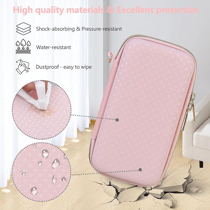 Supmay Carrying Case Compatible with CCTU / TEBIYOU Kids Handheld Games Preloaded 218 Retro Video Games, Portable Gaming Electronic Toys Storage Holder Travel Bag with Mesh Pocket for USB Cable, Pink - Image 4