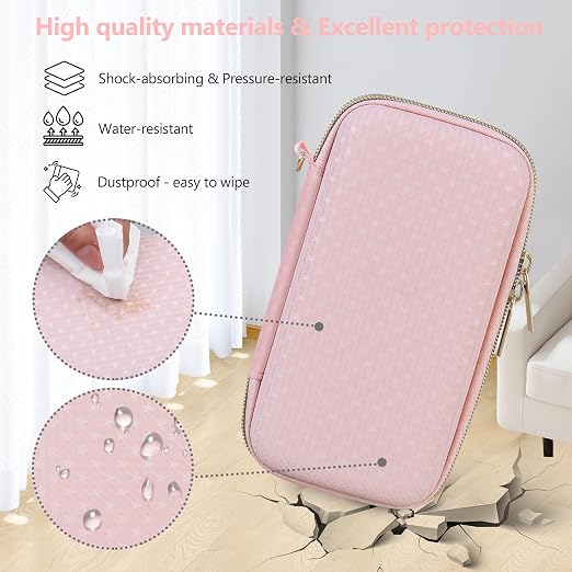 Supmay Hard Carrying Case Compatible with Nintendo DS Lite NDSL, Gameboy Advance Games Storage Holder Travel Bag with Mesh Pocket for USB Charging Cable, Stylus, Earphones, Game Cartridge, Pink - Image 5