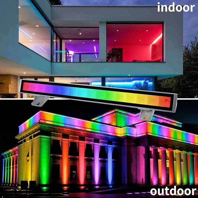 CREATESTAR LED RGB Light Bar for Wall Lighting, 48w Outdoor Wall Washer Light Waterproof IP66, Indoor Stage Party Color Changing with Smart APP/Remote Control 2 Pack - Image 2