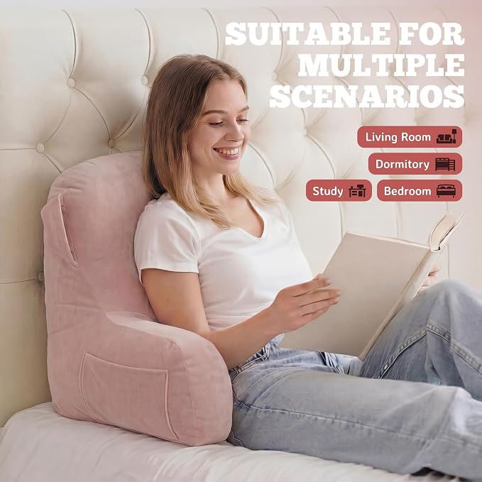 Reading Pillow for Bed,Back Pillow for Bed Sitting Up,Lumbar Support Pillow - Image 3