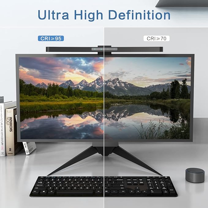 ONWAY Curved Monitor Light Bar with Wireless Remote,Monitor Auto-Dimming and Camera Base,Applicable to All Screens. No Screen Glare,for Home Office - Image 3