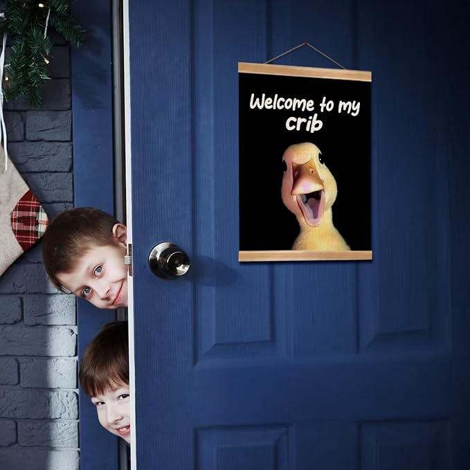 ZTGDA Welcome to My Crib Wall Art,Funny Duck Poster Durable Man Cave Wall Decor,Duck Canvas Hanging Sign for Entryway, Dorm Room, Nursery or Bedroom Decor (My crib goose) - Image 6