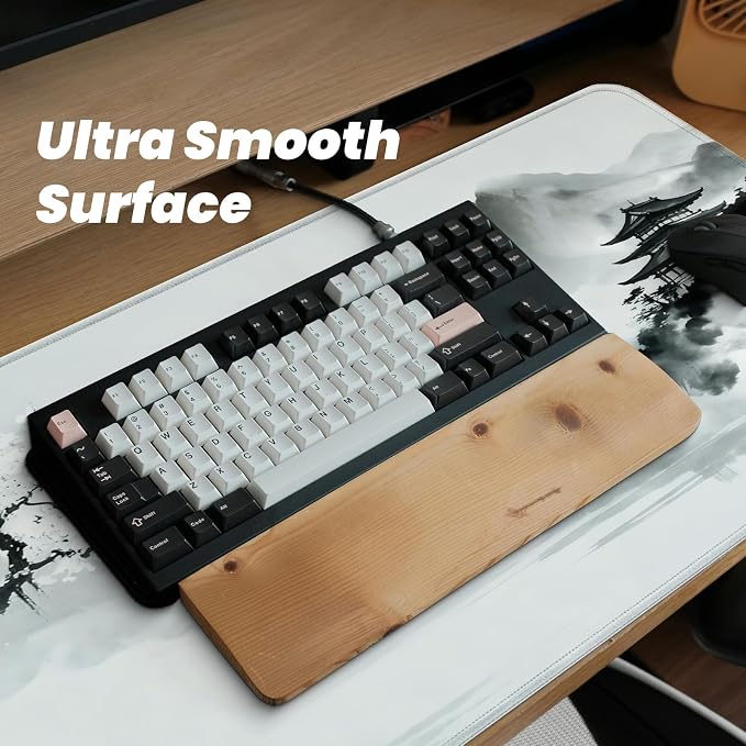 Gaming Mouse Pad with Anti-Slip Rubber Base, Extended Large Computer Mouse Mat with Stitched Edges, Long XL Anime Mousepad for Laptop and Keyboard, 31.5 x 11.8 inch (Japanese Cherry Blossom) - Image 5