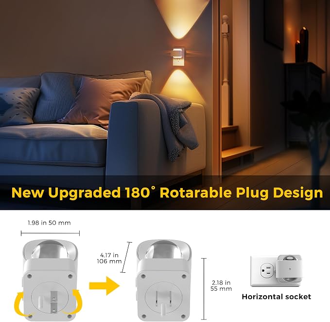 L LOHAS LED Night Light Projector, Night Lights Plug into Wall 3CCT 2 Pack - Image 8