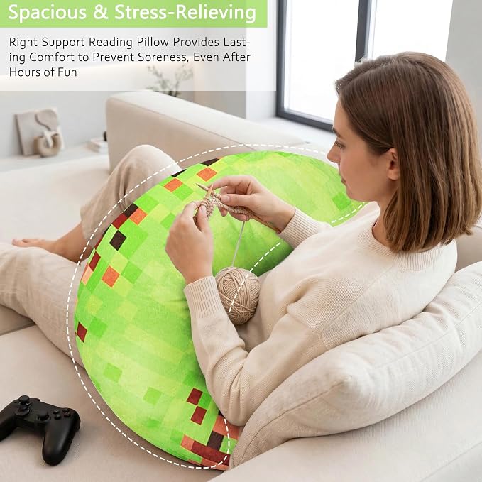 Crafting Pillow for Crocheting, Crochet Pillow for Lap Support, 12 Fun Print Styles, Ergonomic Arm Support, For Bed, Floor, Chair Comfort, Pain Relief and Fatigue for Gaming and Woking (Green) - Image 5