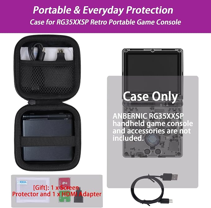 Khanka Hard Case for Anbernic RG Rotate/RG34XXSP/RG35XXSP Retro,Black - Image 3
