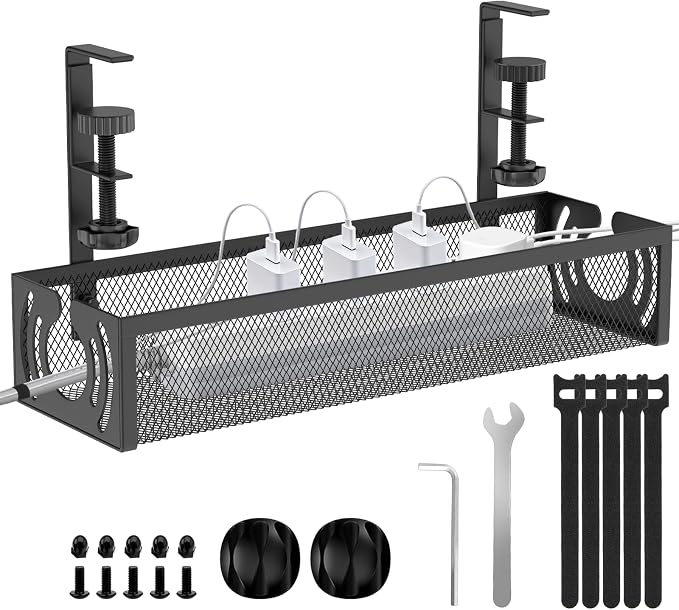 Cable Management, 15'' Under Desk Cable Management Tray No Drill by LOVJOYSE