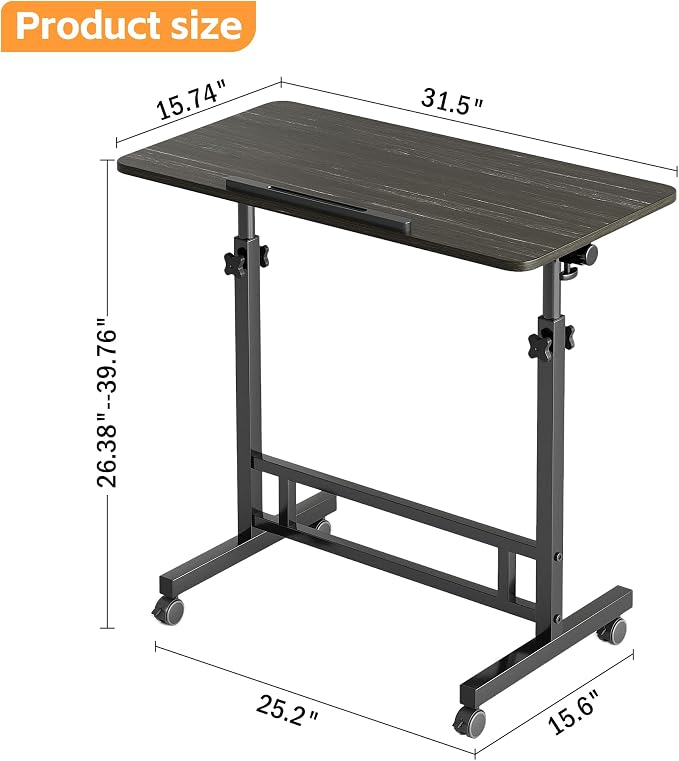 TigerDad Sturdy TV Tray Table with Wheels Rolling Tray for Eating on Couch - Image 2