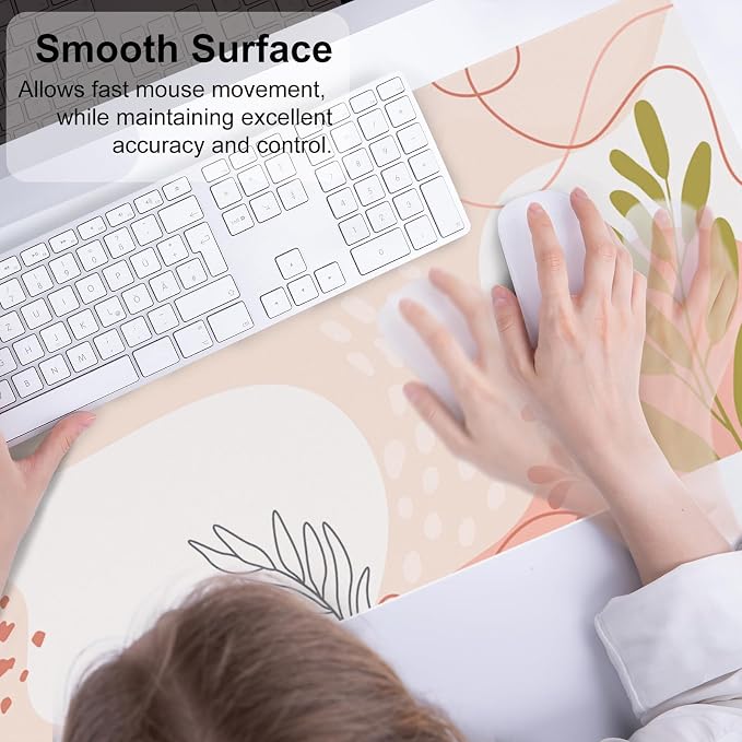QiyI PU Leather Large Mouse Pad, 31.5" x 11.8", Minimalist Pink | Desk Décor Accessories, Extended Size, Waterproof & Easy to Clean, Smooth Surface, Non Slip Desk Organization - Image 4